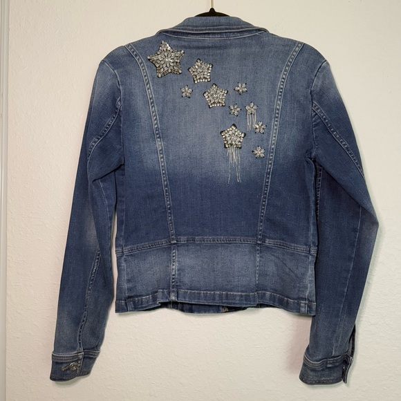INC International Concepts Denim Star Embellished Jacket - Picture 2 of 12